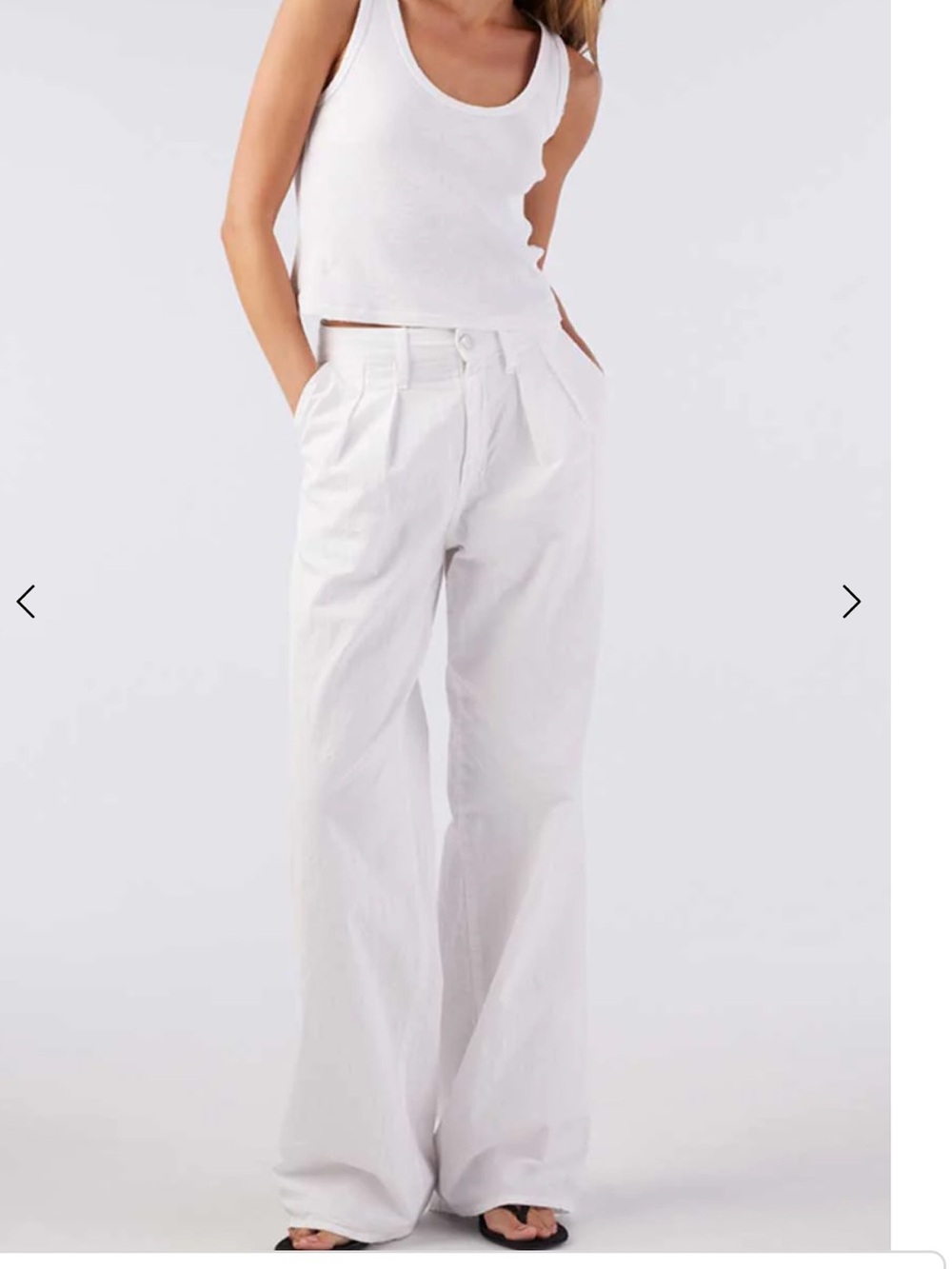 AMO White Linen Blend Coastal Airy Sheryl Trousers